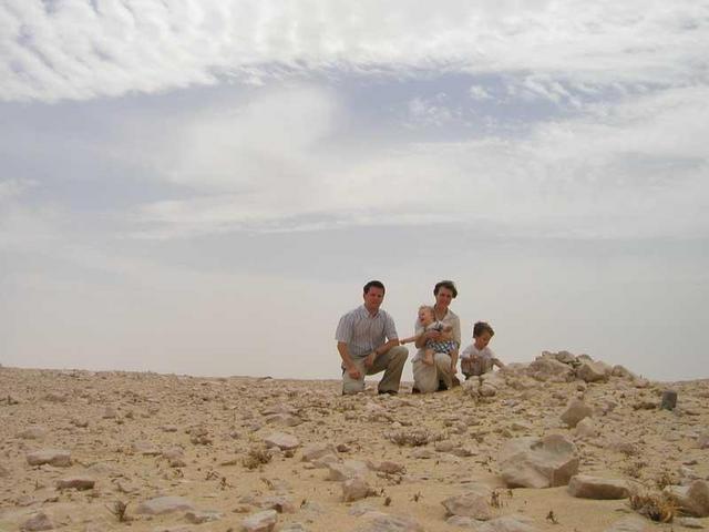 The expedition members from left to right: Magne, Tobias (on the lap), Sara and Rasmus