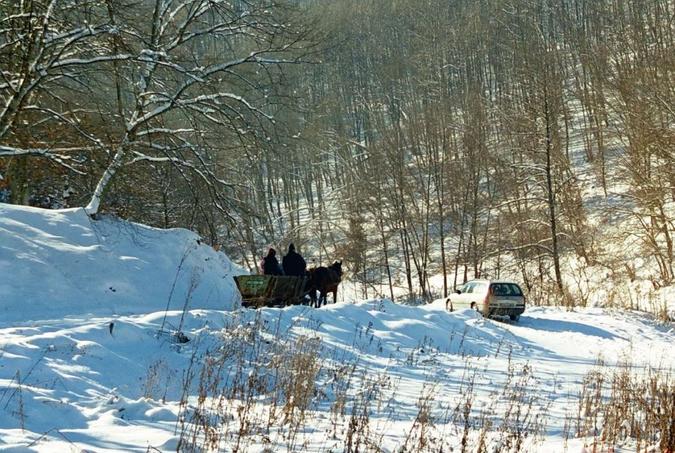 Local people on a horse-sleigh