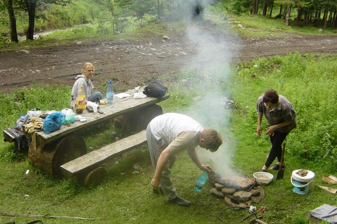 Consolation barbecue at the picnic spot