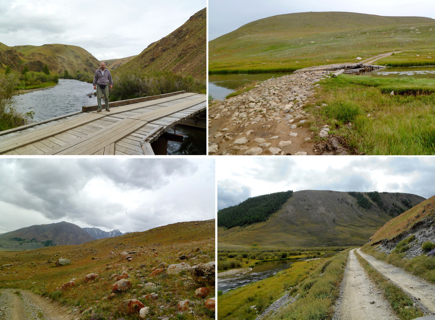 Along Mogen-Buren river (UR – bridge near Ak-Khol lake) / Вдоль р.Моген-Бурен (ВП – мостик у озера Ак-Холь)