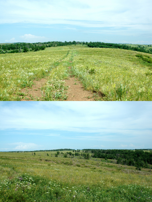 Дорога к цели (снизу - конфлюенция на перевале)/Towards the target (at the pass at lower shot)