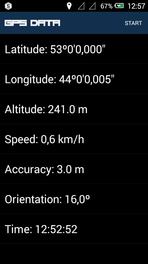 Показания навигатора / GPS data