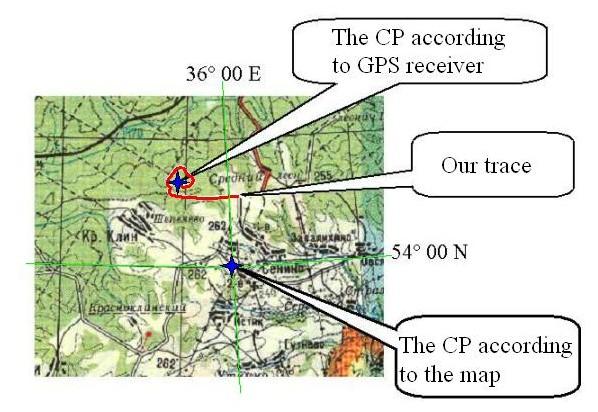 The map with our trace