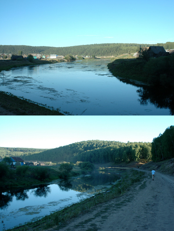 River and the road. 1.8 km from CP/Дорога и река. 1,8 км от точки