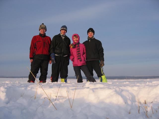 The confluence's conquerors (from left: Ilia Yablonko, Artyom Sismekov, Larisa Korobeynikova, Roman Churakov) from the very confluence spot