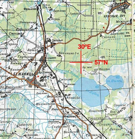 Map of CP 57N-30E environs