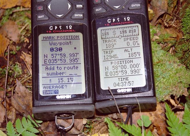 GPS readings at the Confluence Point
