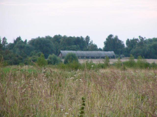 Сарай, видимый непосредственно с точки | A barn seen from the point