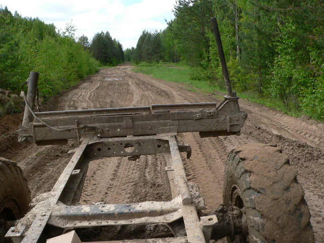 On the tractor with a trailer