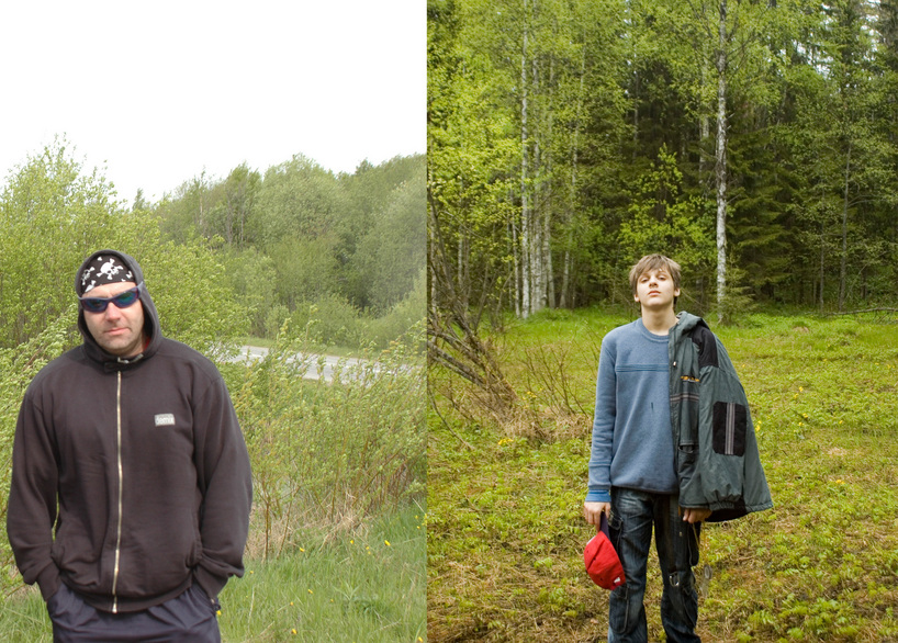 Artiom near the car (left) and Ivan at the confluence (right)/Артем у машины (слева) и Ваня на точке (справа)