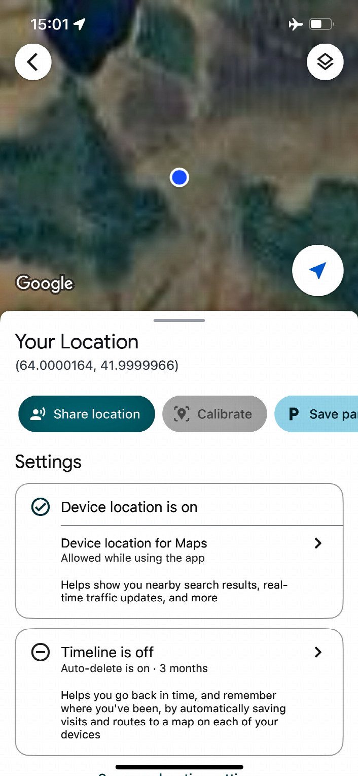 Screenshot from Google Maps Application