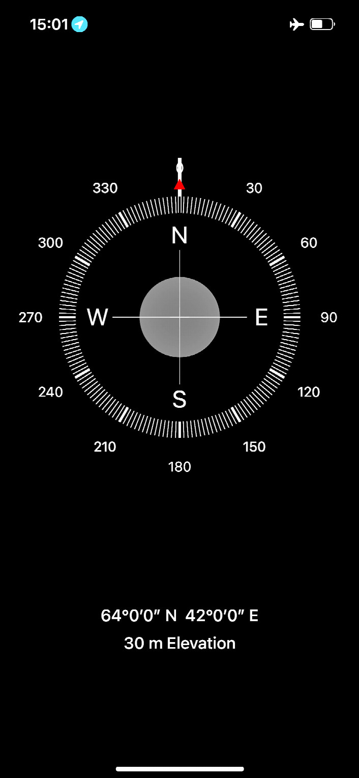 Screenshot from iPhone Compass Application