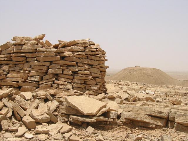 Ancient stone structures high atop jabals