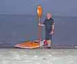 #6: Windsurfing Star-board Start and vintage wooden kayak paddle, looking east towards Confluence and North Hill after sunset following the confluence visit.