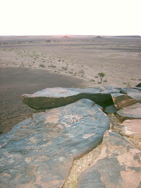 Equinox sunrise with old petroglyphs