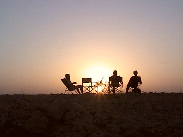 Having a cool drink at sunset on a nearby jabal