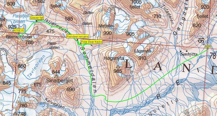 Map with track log