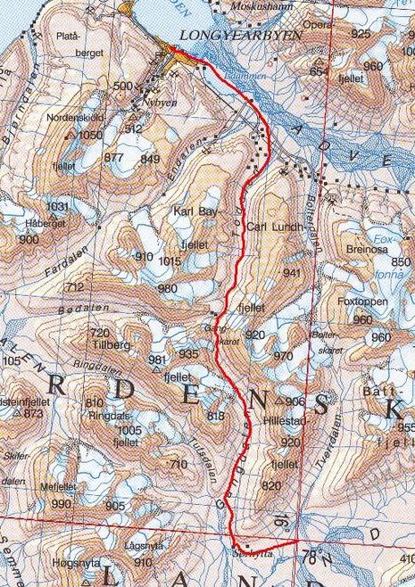 Map with track log