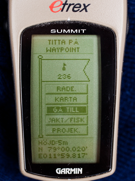 GPS image of stored waypoint