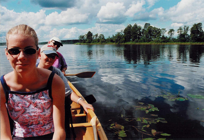 Looking West past the canoe.