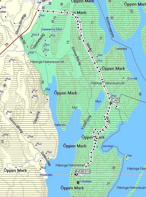 Map with track log