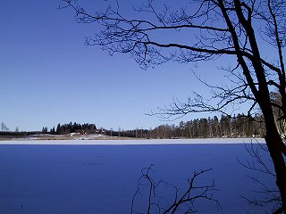 #1: View over the now frozen lake just below fishing cabin