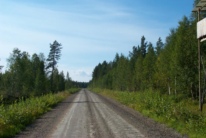 The gravel road near Byske, 700m from the confluence point / Die Schotterpiste in der Nähe von Byske, Ausgangspunkt der Wanderung zum Confluence Punkt