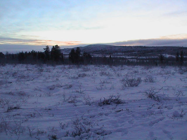 View to the south (notice that the sun is barely above the horizon!)