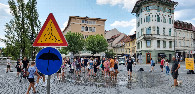 #9: Ljubljana - pop-up shower on Pre&scaron;eren Square