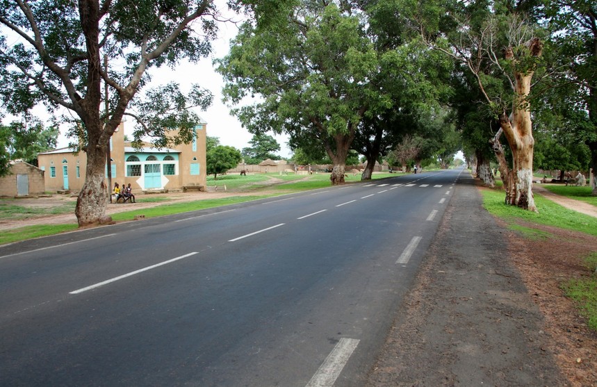 The mosque along the road in Mbos