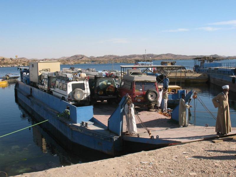 Our vehicles on the barge