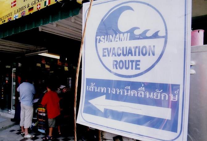 Tsunami evacuation sign in