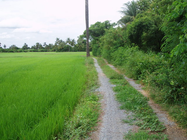 To the South -- a little further and there is space to turn a vehicle around.