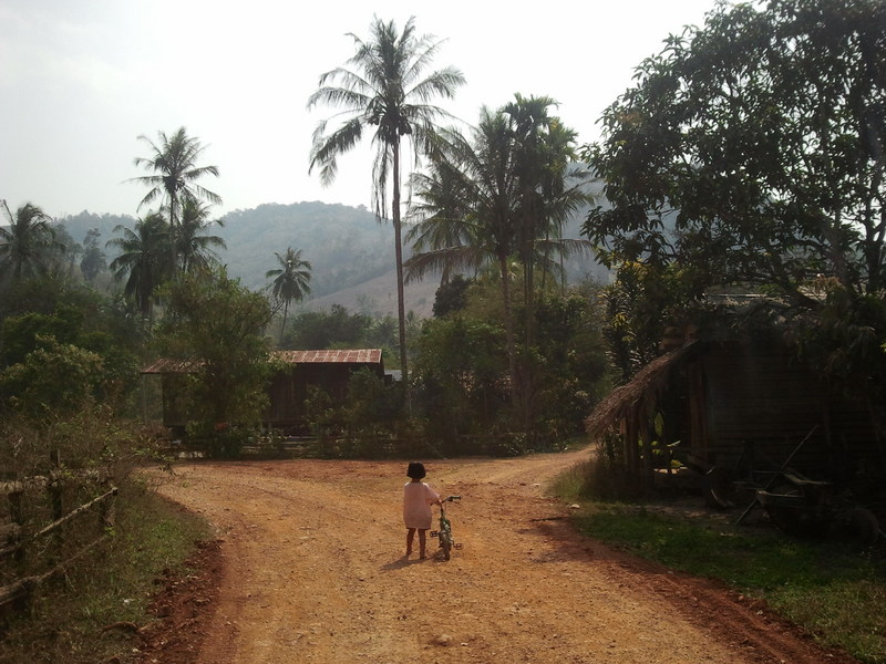 Little Karen girl in the road at the village of Umphang Ki, the closest settlement to the confluence.