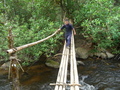 #4: Dit Ley crossing one of the bamboo bridges near the start of our journey.