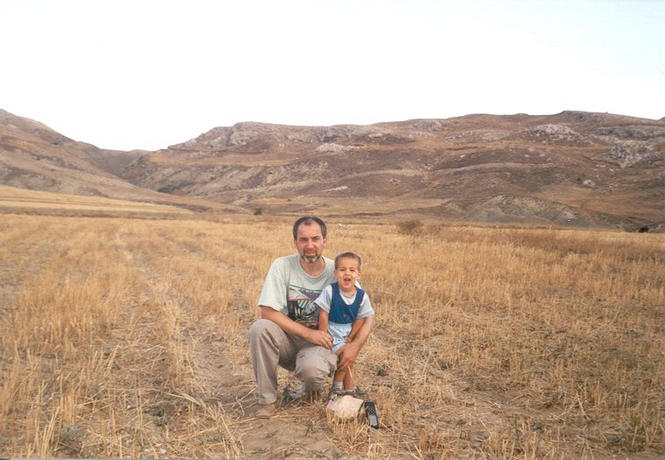 My son and me at the confluence point