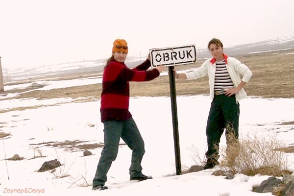 Sign at the entrance to Obruk village