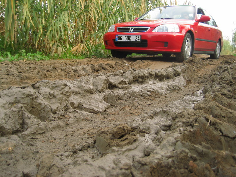 Driving over rough terrain, our car did really a good job!