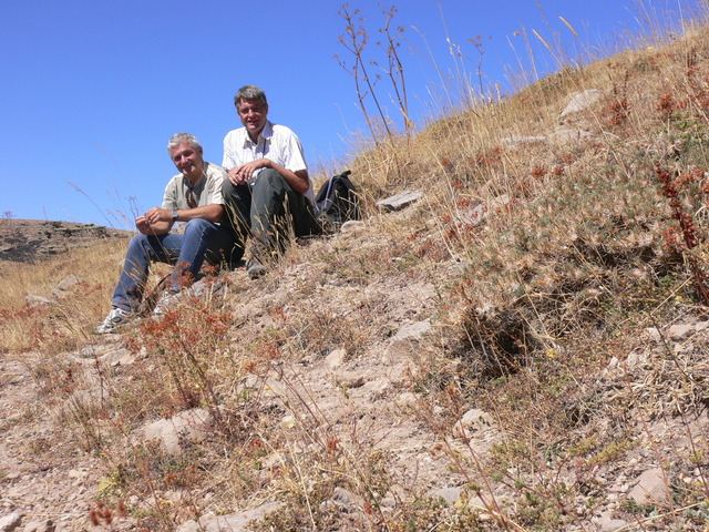 Me and Axel (left) sitting "on" the confluence 39N 38E
