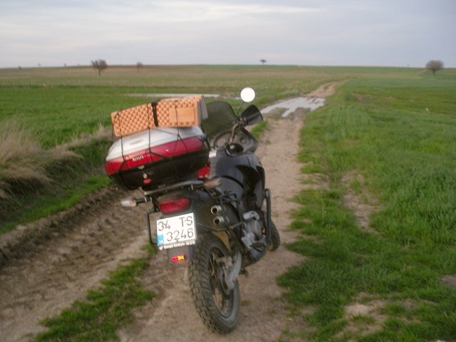 Our motorbike is waiting for us to come back from CP