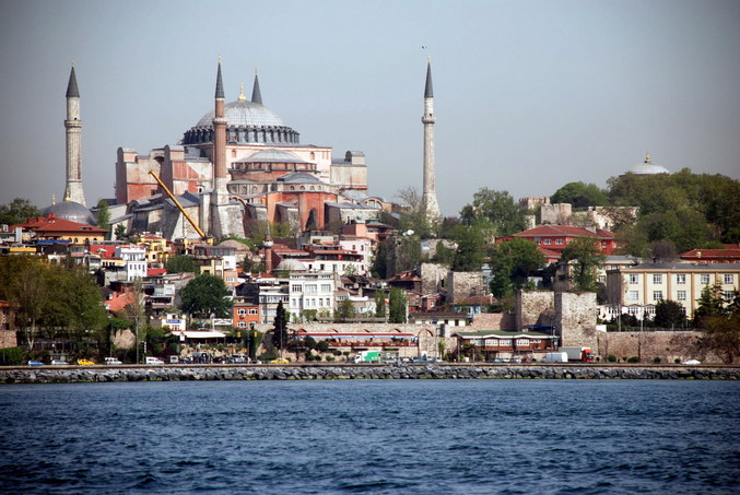 A close-up view of the Hagia Sophia - view toward the West