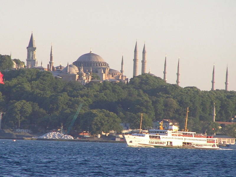 Istanbul's Blue Mosque in the distance, looking southwest.