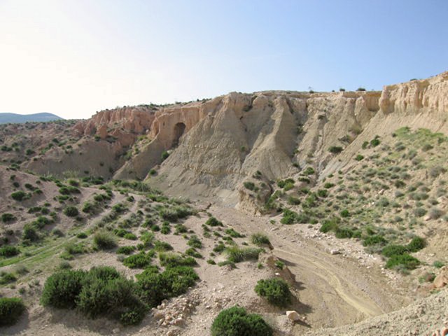 View down into the ravine on whose rim the point is lying