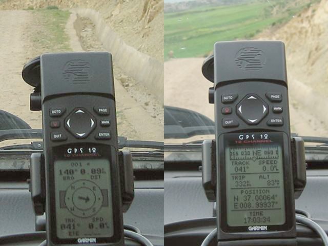 View of GPS device on the road