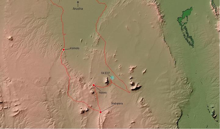 Garmin xTrex Vista data downloaded with GarFile into MapInfo 7.5 and overlaid w/ 90 meter SRTM data