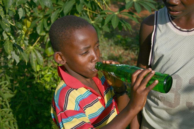 Enjoying a cold drink