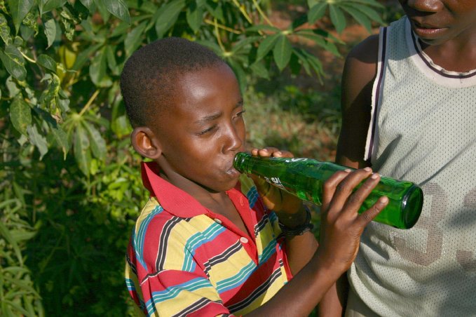 Enjoying a cold drink