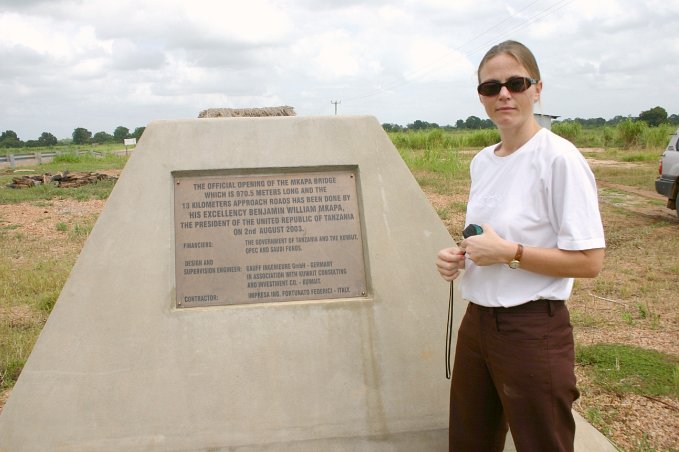 Sign board of the Mkapa Bridge inauguration