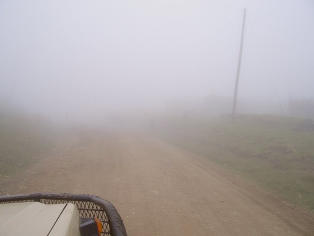 Driving through the fog along the Kipengere Mountains - this was good visibility!