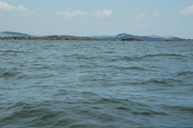 Confluence point on the lake and looking north